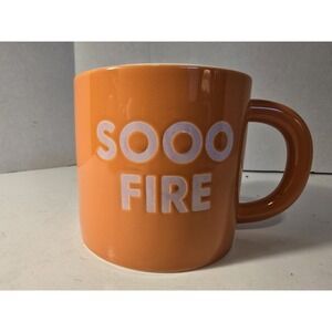 Room Essentials Stoneware Mug Sooo Fire Orange With White Letters 4" Deep #2